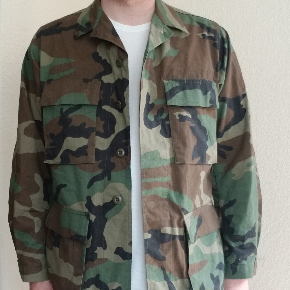 Camo Shirt Jacket - Army Green - Men's Long Sleeve